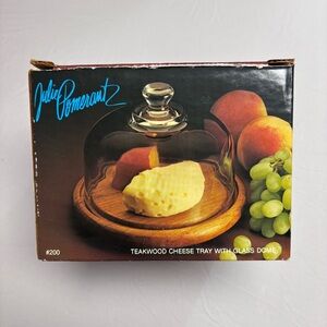 Vintage Teakwood Cheese Tray with Glass Dome